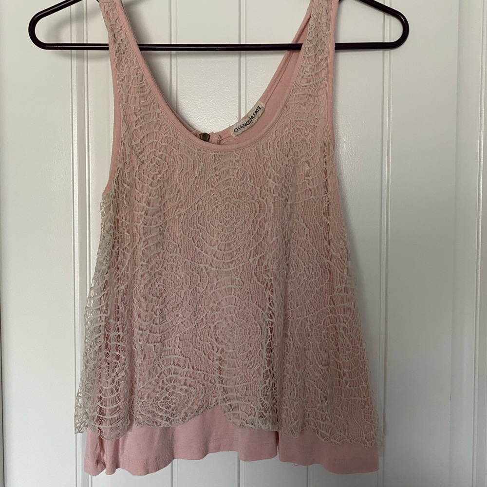 Pink lace tank top